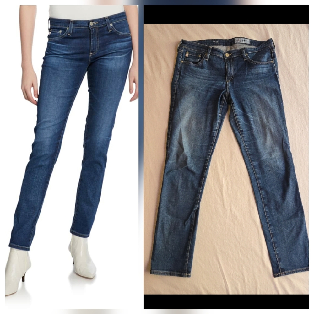 AG Adriano Goldschmied The Stilt Cigarette Jean 32R Medium Blue Wash